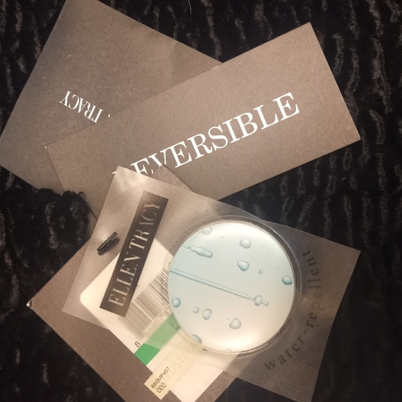 Ellen Tracy Black Mongolian Wool Reversible Water Resistant Button Up Jacket L - Picture 7 of 10